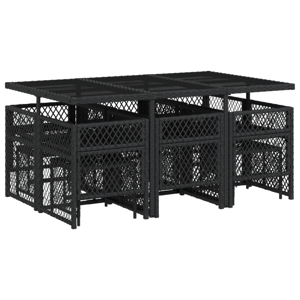 Set da Pranzo da Giardino 11 pz con Cuscini in Polyrattan Nero - homemem39