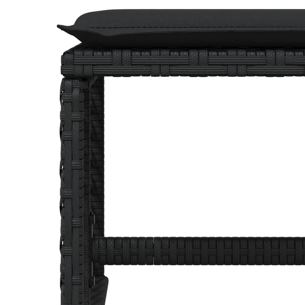 Set da Pranzo da Giardino 11 pz con Cuscini in Polyrattan Nero