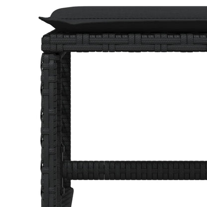 Set da Pranzo da Giardino 11 pz con Cuscini in Polyrattan Nero