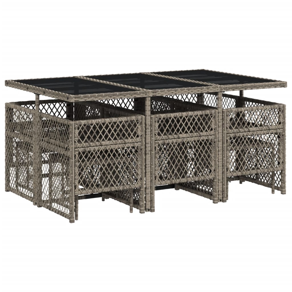 Set da Pranzo da Giardino 11pz con Cuscini in Polyrattan Grigio - homemem39