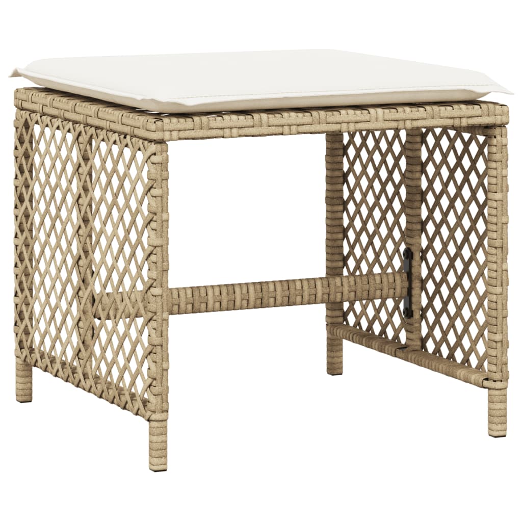 Set da Pranzo da Giardino 11 pz con Cuscini Beige in Polyrattan