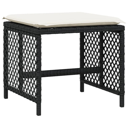 Set da Pranzo da Giardino 11 pz con Cuscini in Polyrattan Nero