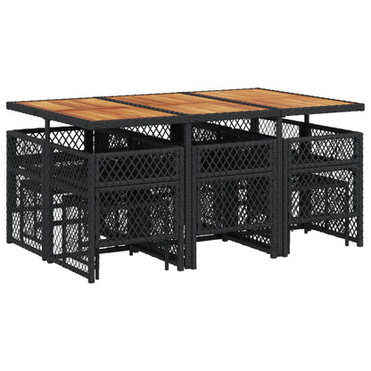 Set da Pranzo da Giardino 11 pz con Cuscini in Polyrattan Nero - homemem39