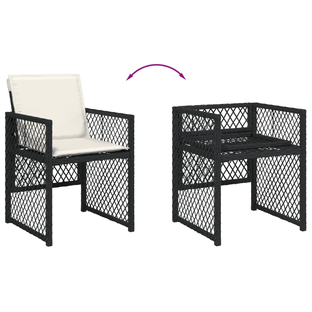 Set da Pranzo da Giardino 11 pz con Cuscini in Polyrattan Nero - homemem39