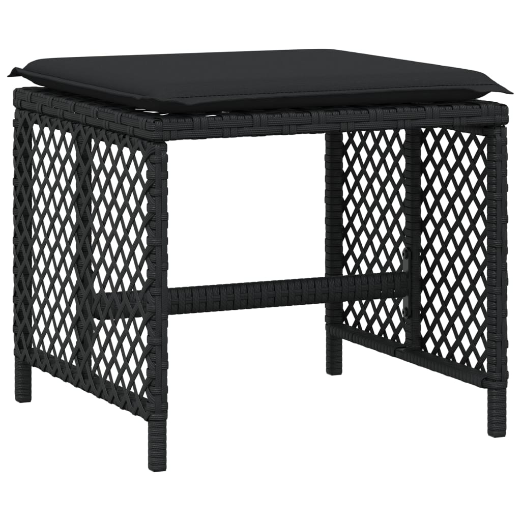 Set da Pranzo da Giardino 13pz con Cuscini Nero in Polyrattan - homemem39