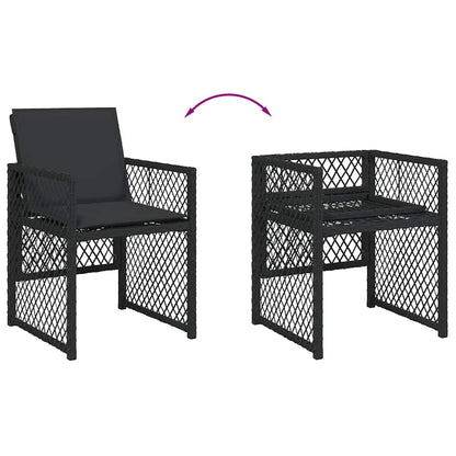 Set da Pranzo da Giardino 13pz con Cuscini Nero in Polyrattan | homemem39