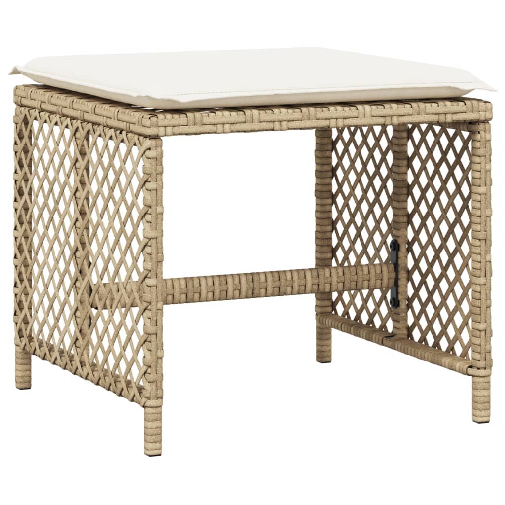 Set da Pranzo da Giardino 13 pz con Cuscini Beige in Polyrattan