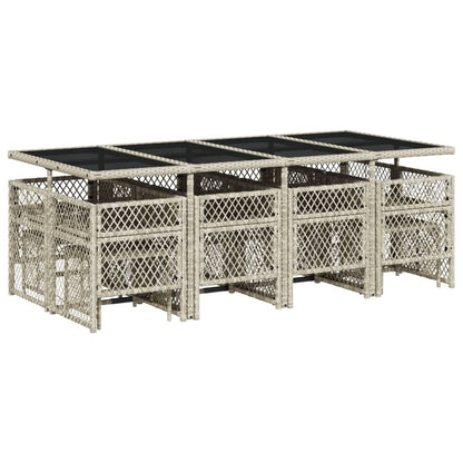 Set da Pranzo da Giardino 13pz con Cuscini Grigio in Polyrattan - homemem39