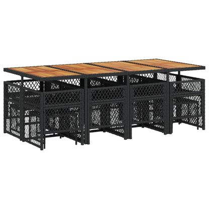 Set da Pranzo da Giardino 13pz con Cuscini Nero in Polyrattan - homemem39