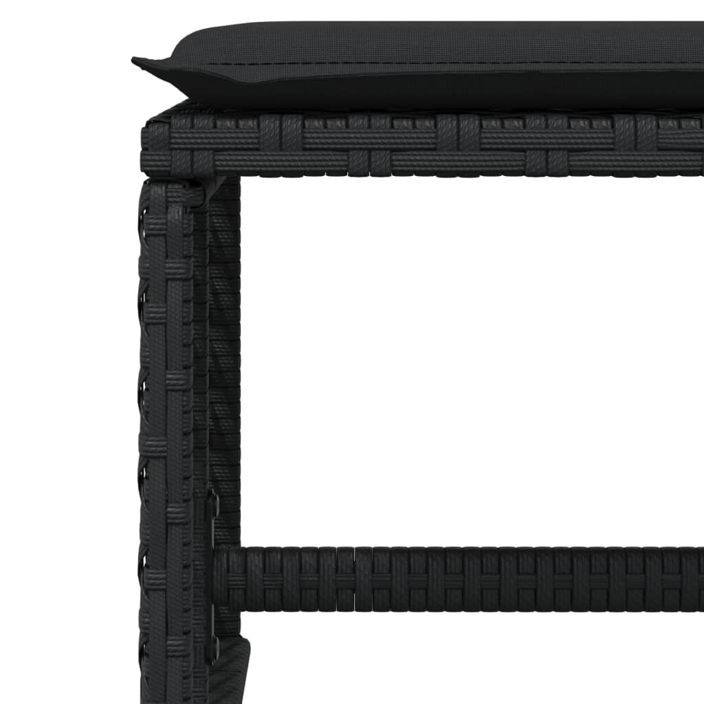 Set da Pranzo da Giardino 15 pz con Cuscini Nero in Polyrattan