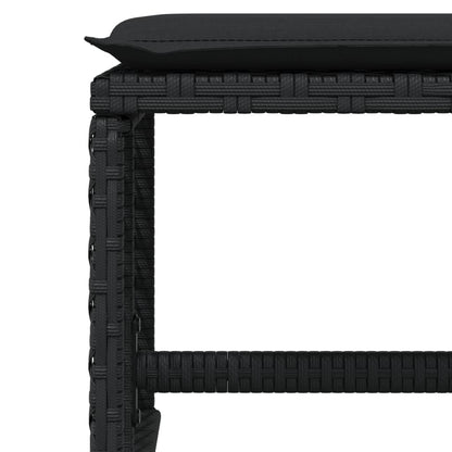 Set da Pranzo da Giardino 15 pz con Cuscini Nero in Polyrattan