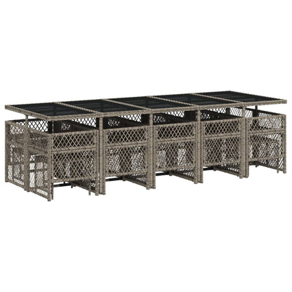 Set da Pranzo da Giardino 15 pz con Cuscini Grigio Polyrattan - homemem39