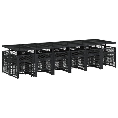 Set da Pranzo da Giardino 17 pz con Cuscini Nero in Polyrattan - homemem39