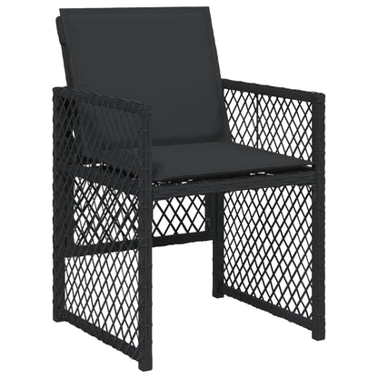 Set da Pranzo da Giardino 17 pz con Cuscini Nero in Polyrattan