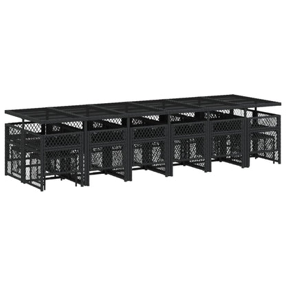 Set da Pranzo da Giardino 17 pz con Cuscini Nero in Polyrattan - homemem39