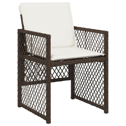 Set da Pranzo da Giardino 17 pz con Cuscini Marrone Polyrattan