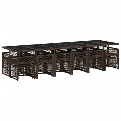 Set da Pranzo da Giardino 17 pz con Cuscini Marrone Polyrattan - homemem39