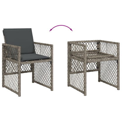 Set da Pranzo da Giardino 17pz con Cuscini Grigio in Polyrattan - homemem39