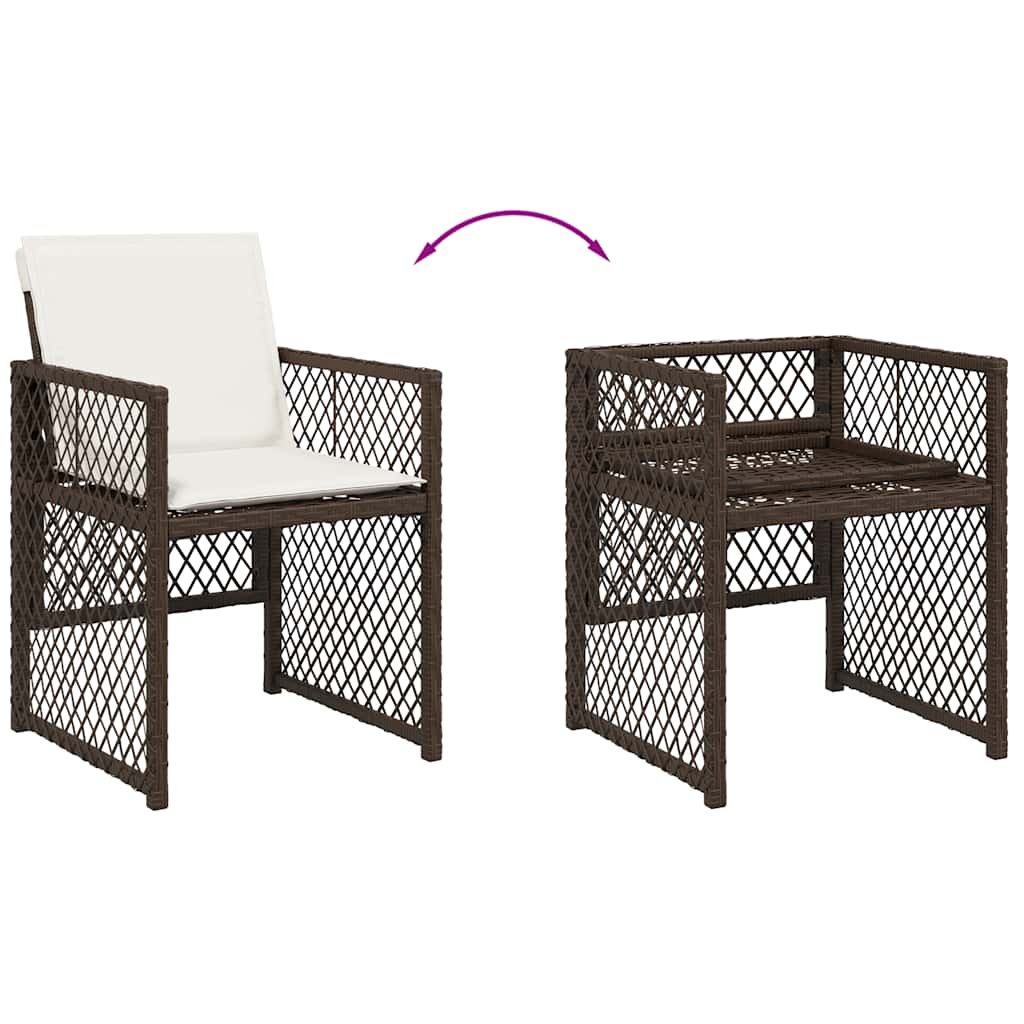 Set da Pranzo da Giardino 9pz con Cuscini Marrone in Polyrattan | homemem39