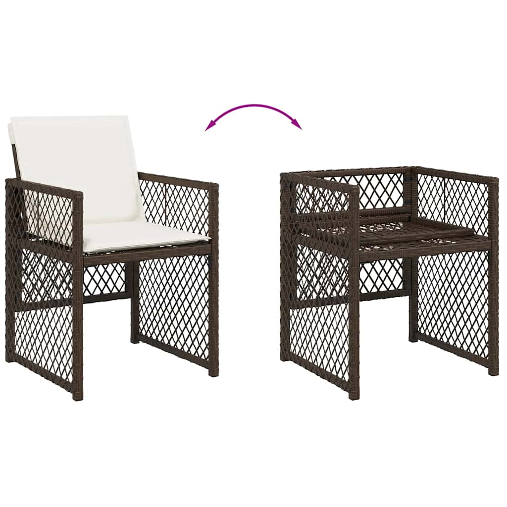 Set da Pranzo da Giardino 11 pz con Cuscini Polyrattan Marrone | homemem39