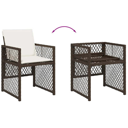 Set da Pranzo da Giardino 11 pz con Cuscini Polyrattan Marrone | homemem39