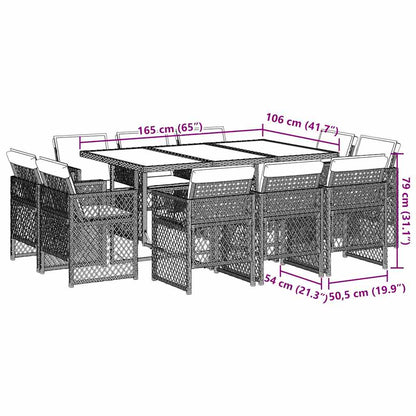 Set Pranzo da Giardino 11 pz con Cuscini Beige Misto Polyrattan | homemem39
