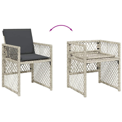 Set da Pranzo da Giardino 13pz con Cuscini Grigio in Polyrattan - homemem39
