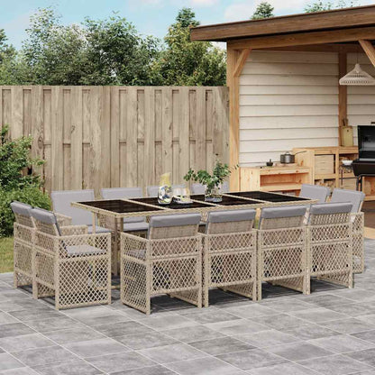 Set Pranzo da Giardino 13 pz con Cuscini Beige Misto Polyrattan - homemem39