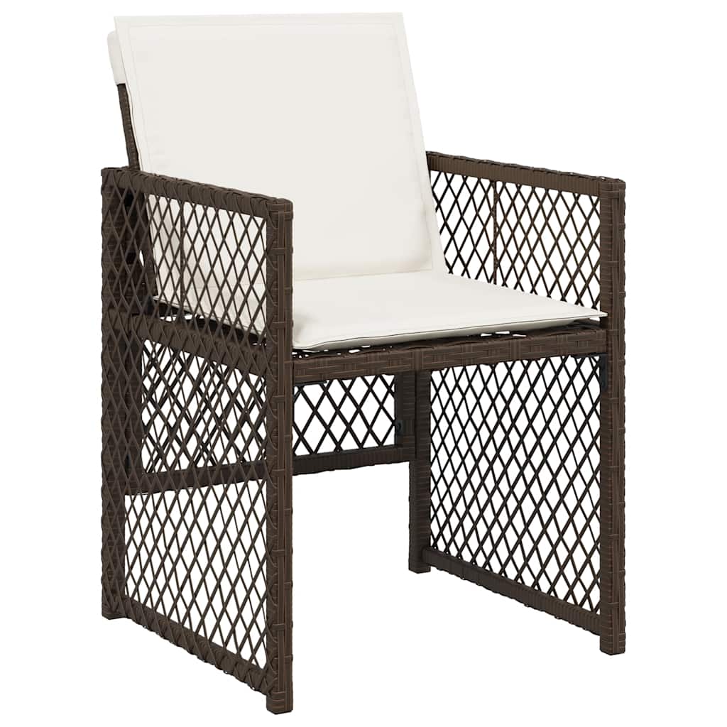 Set da Pranzo da Giardino 15 pz con Cuscini Marrone Polyrattan | homemem39