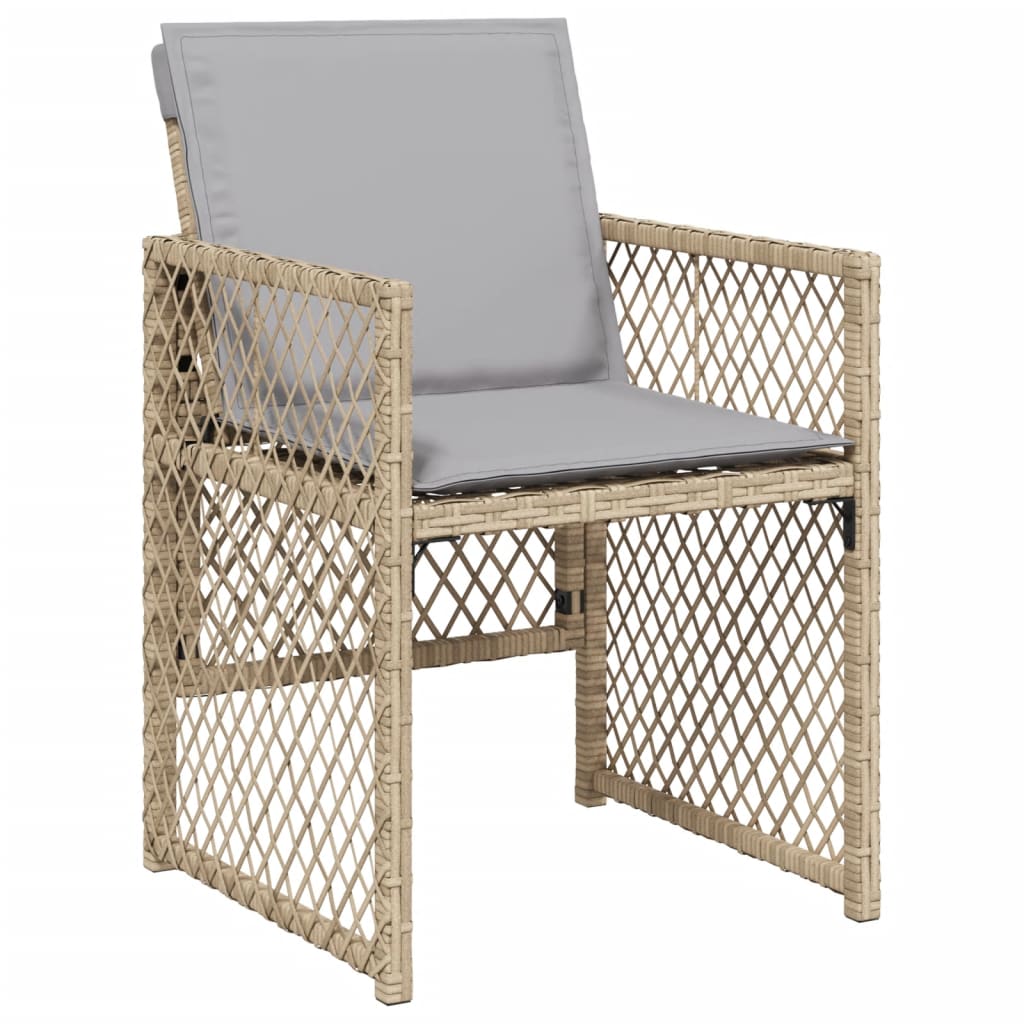 Set Pranzo da Giardino 15 pz con Cuscini Beige Misto Polyrattan - homemem39