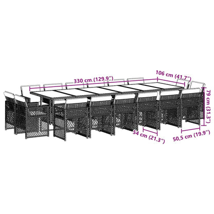 Set da Pranzo da Giardino 17pz con Cuscini Grigio in Polyrattan | homemem39