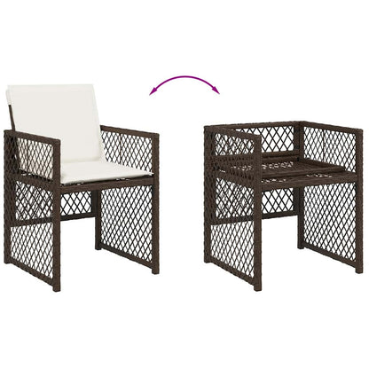 Set da Pranzo da Giardino 17 pz con Cuscini Marrone Polyrattan | homemem39