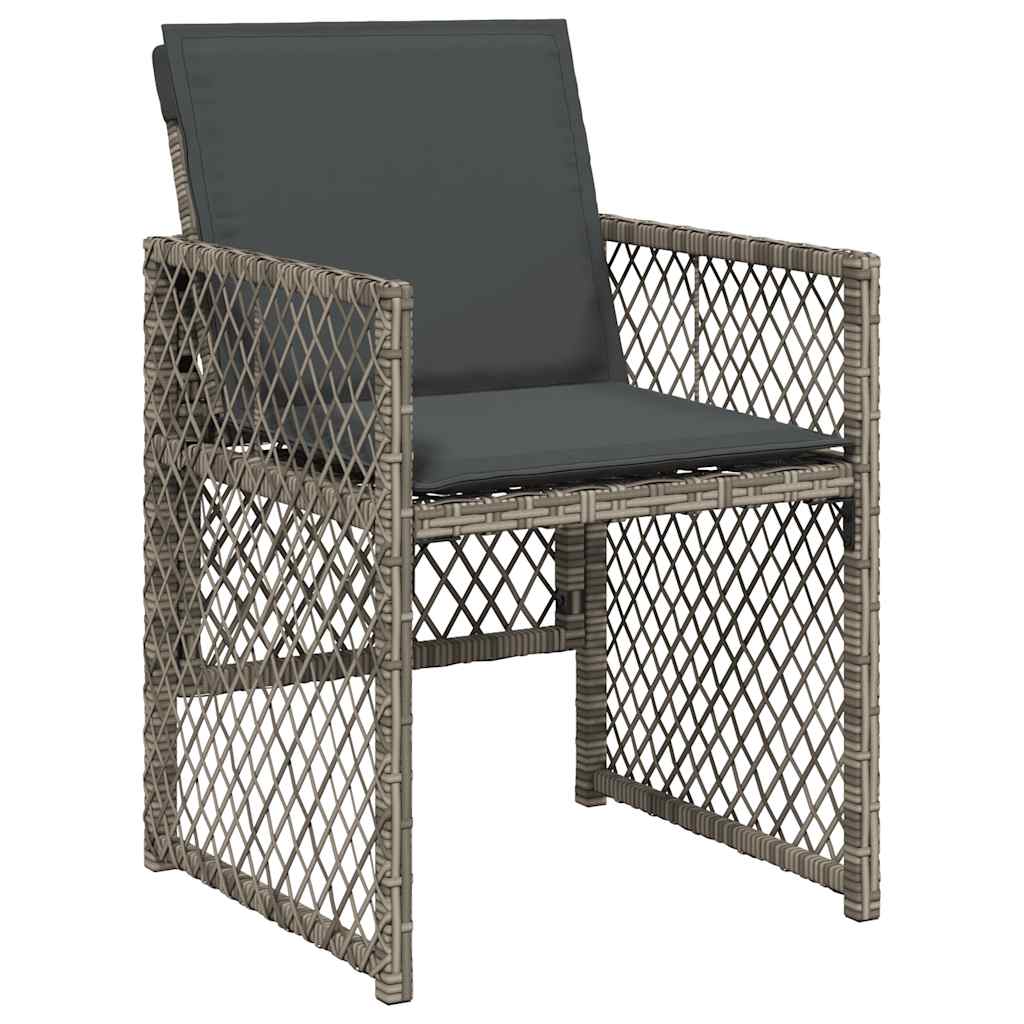 Set da Pranzo da Giardino 17pz con Cuscini Grigio in Polyrattan | homemem39