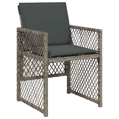 Set da Pranzo da Giardino 17pz con Cuscini Grigio in Polyrattan | homemem39