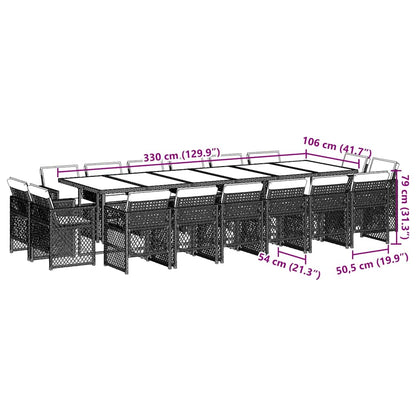 Set da Pranzo da Giardino 17pz con Cuscini Grigio in Polyrattan | homemem39