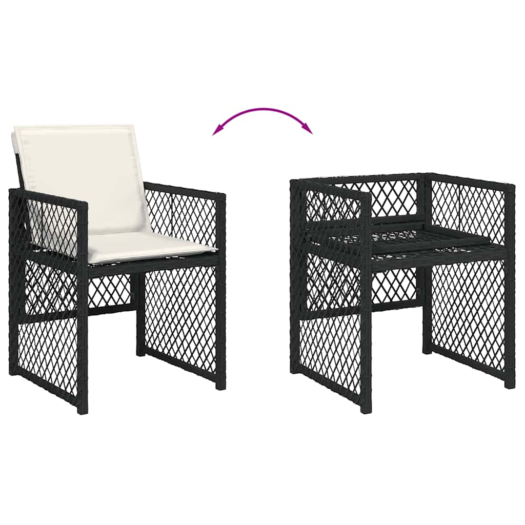 Set da Pranzo da Giardino 17 pz con Cuscini Nero in Polyrattan | homemem39