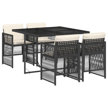Set da Pranzo da Giardino 5 pz Nero con Cuscini in Polyrattan - homemem39