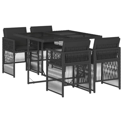 Set da Pranzo da Giardino 5 pz Nero con Cuscini in Polyrattan - homemem39