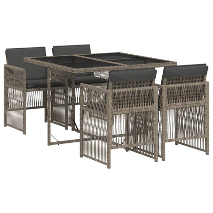 Set da Pranzo da Giardino 5 pz con Cuscini in Polyrattan Grigio - homemem39