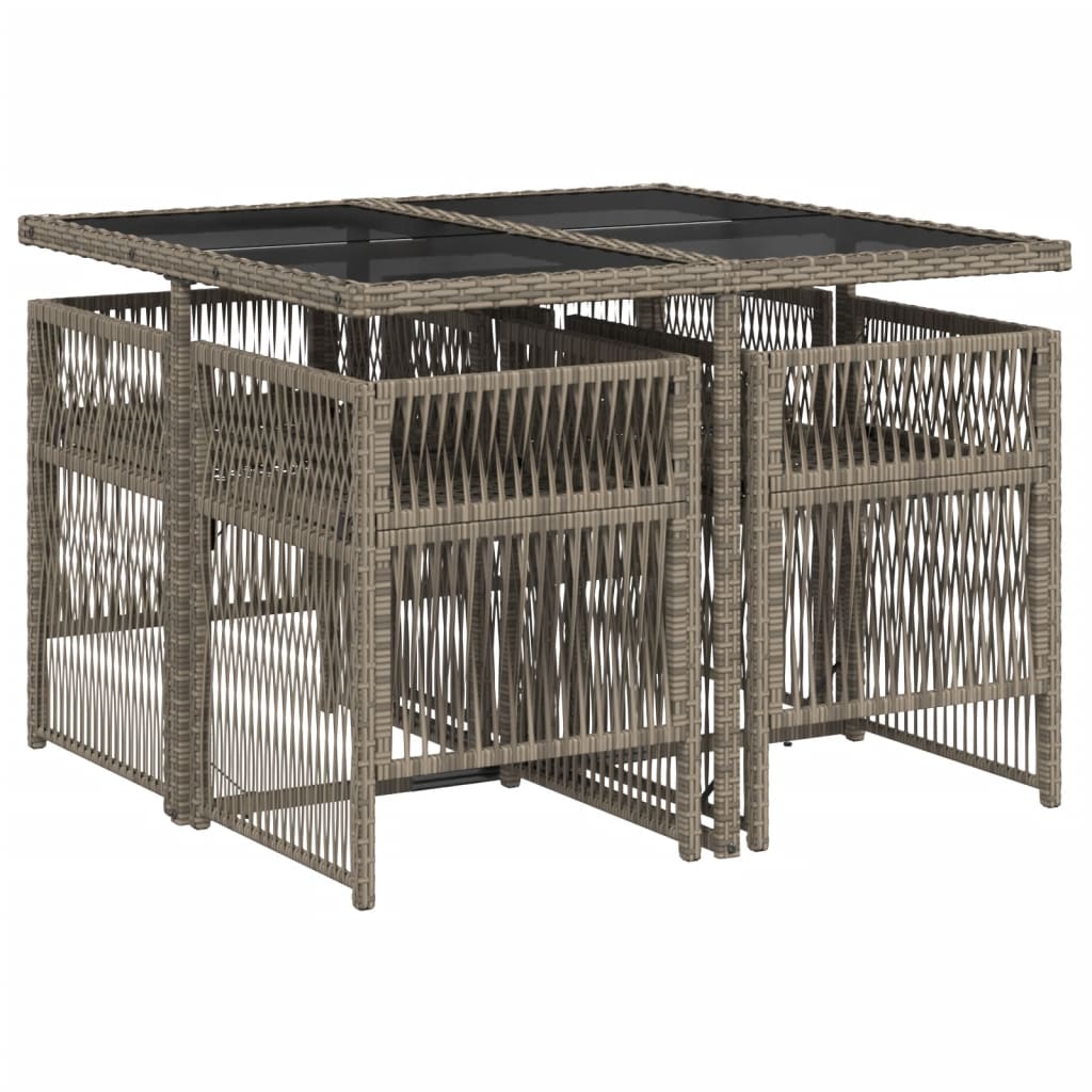 Set da Pranzo da Giardino 5 pz con Cuscini in Polyrattan Grigio - homemem39