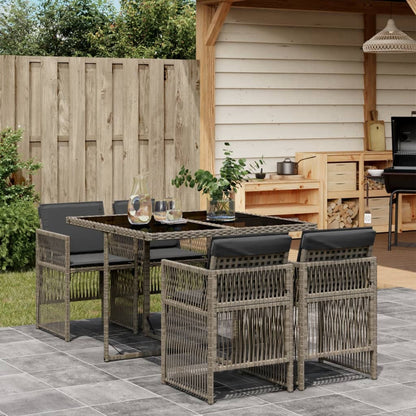 Set da Pranzo da Giardino 5 pz con Cuscini in Polyrattan Grigio - homemem39