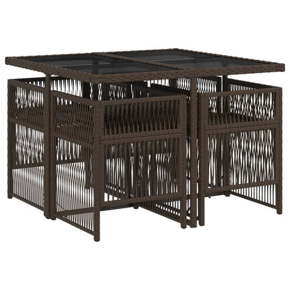 Set da Pranzo da Giardino 5pz con Cuscini in Polyrattan Marrone - homemem39