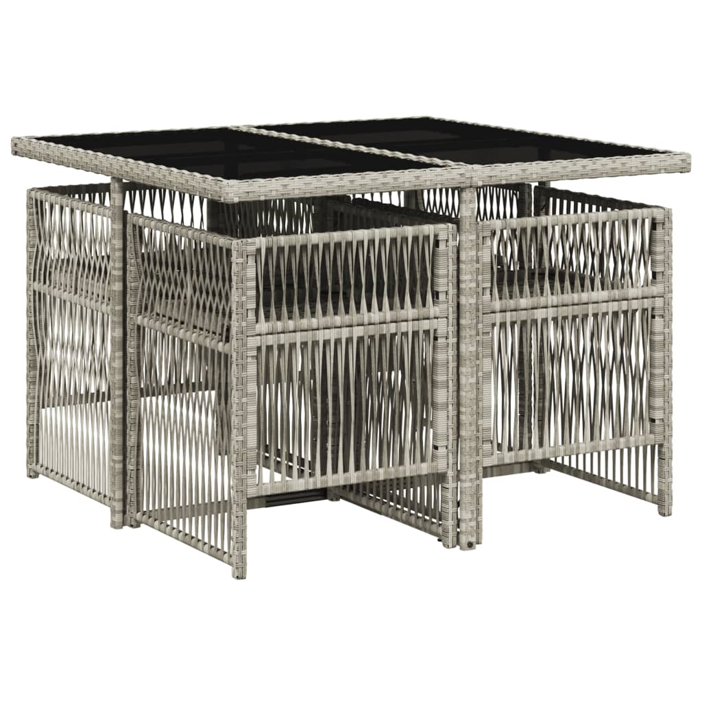 Set Pranzo da Giardino 5pz con Cuscini Grigio Chiaro Polyrattan - homemem39