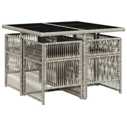 Set Pranzo da Giardino 5pz con Cuscini Grigio Chiaro Polyrattan - homemem39