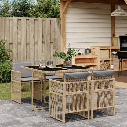 Set Pranzo da Giardino 5 pz con Cuscini Beige Misto Polyrattan - homemem39