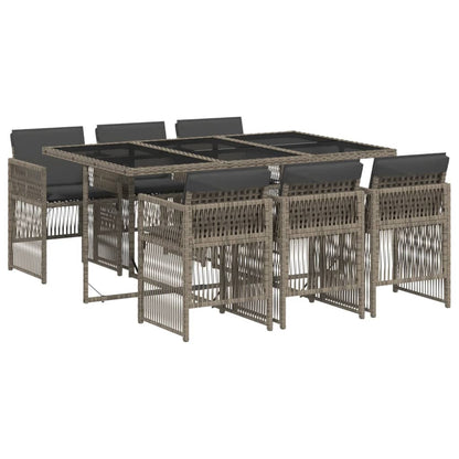Set da Pranzo da Giardino 7 pz con Cuscini in Polyrattan Grigio - homemem39
