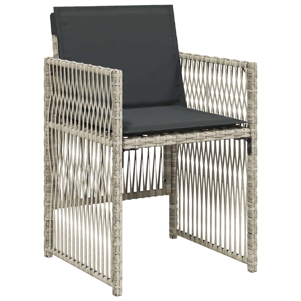 Set da Pranzo da Giardino 7 pz Cuscini Polyrattan Grigio Chiaro | homemem39