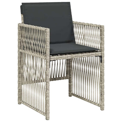 Set da Pranzo da Giardino 7 pz Cuscini Polyrattan Grigio Chiaro | homemem39