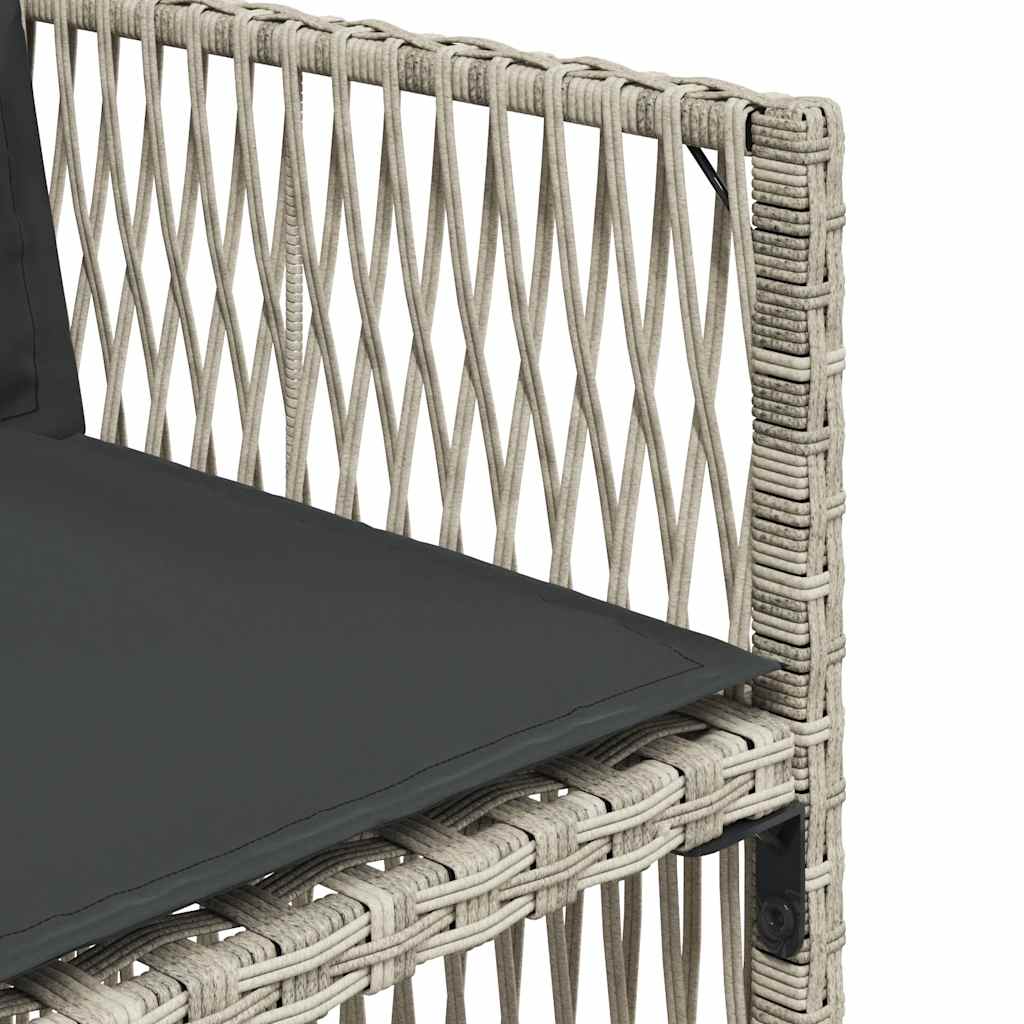 Set da Pranzo da Giardino 7 pz Cuscini Polyrattan Grigio Chiaro | homemem39