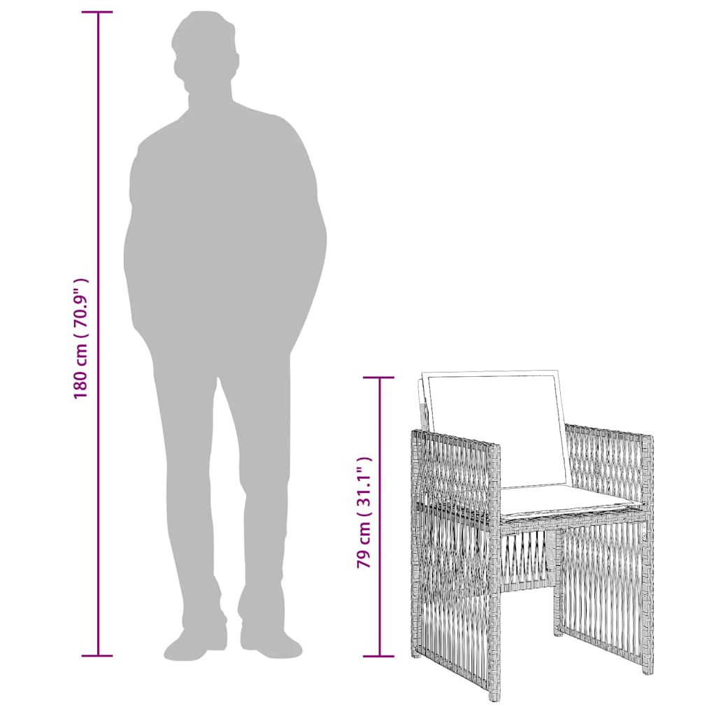 Set da Pranzo da Giardino 7 pz Cuscini Polyrattan Grigio Chiaro | homemem39